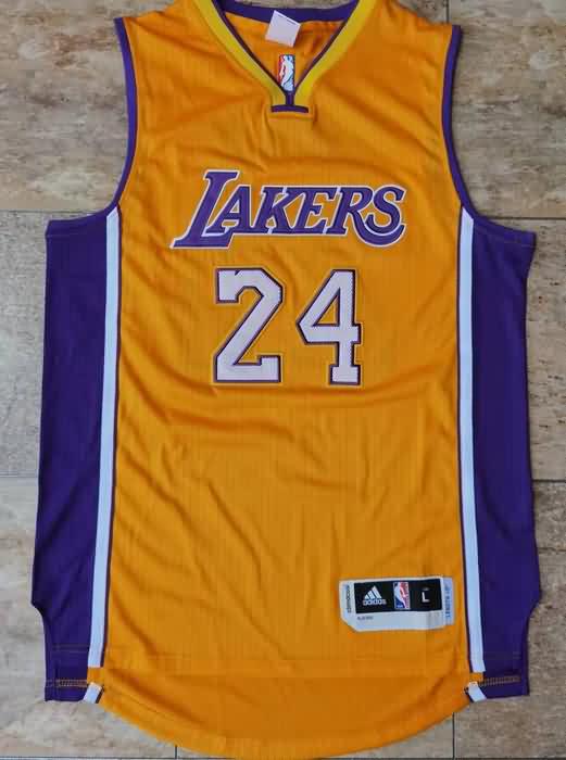 Los Angeles Lakers BRYANT #24 Yellow Classics Basketball Jersey (Closely Stitched)