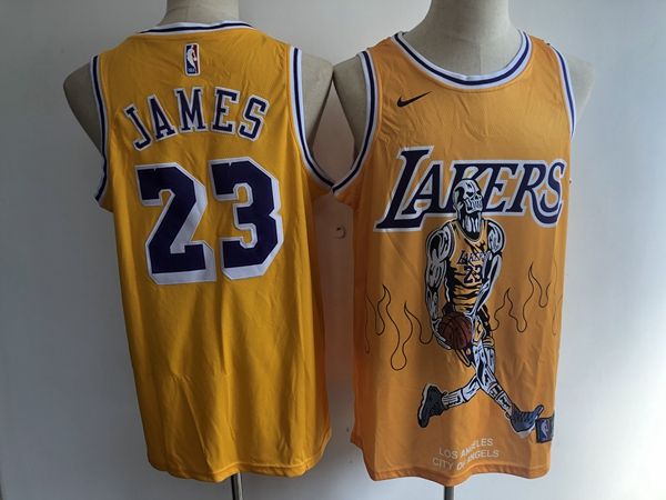 Los Angeles Lakers JAMES #23 Yellow Basketball Jersey (Stitched) 07
