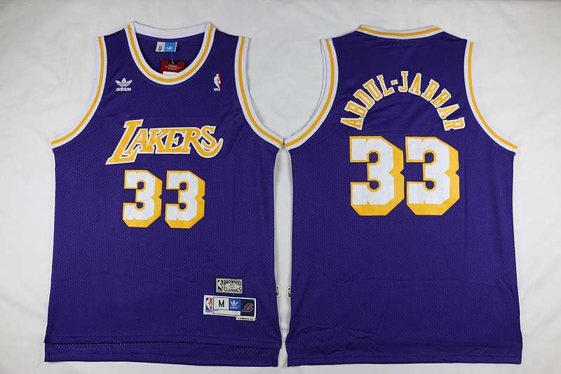 Los Angeles Lakers ABDUL-JABBAR #33 Purple Classics Basketball Jersey (Stitched) 02