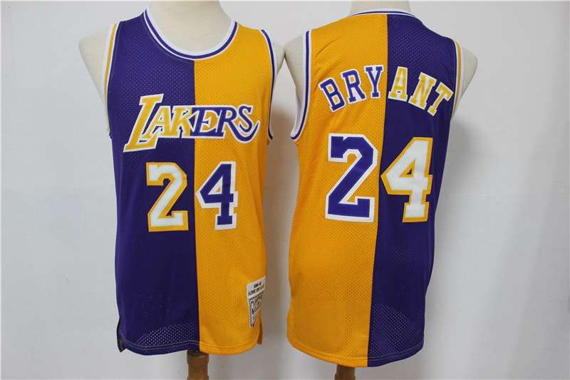 Los Angeles Lakers BRYANT #24 Purples Yellow Classics Basketball Jersey (Stitched)