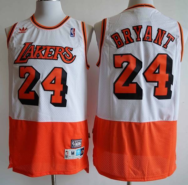 Los Angeles Lakers BRYANT #24 White Orange Classics Basketball Jersey (Stitched)