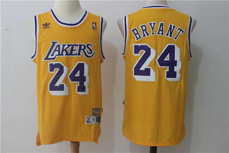 Los Angeles Lakers BRYANT #24 Yellow Classics Basketball Jersey (Stitched)