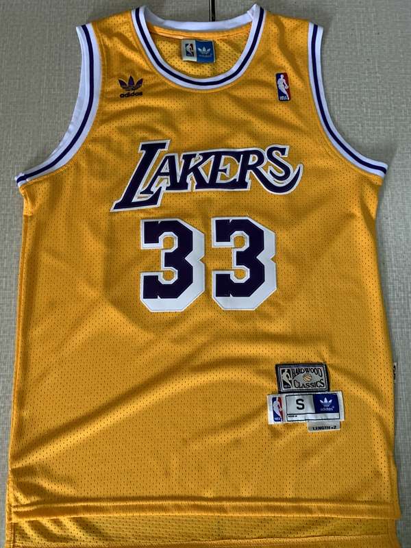 Los Angeles Lakers ABDUL-JABBAR #33 Yellow Classics Basketball Jersey (Stitched)