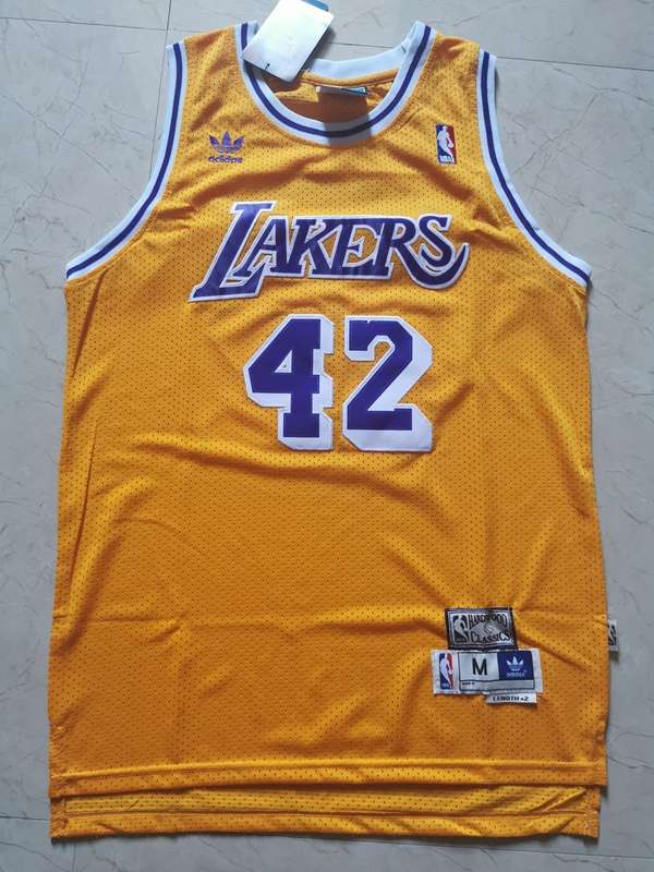 Los Angeles Lakers WORTHY #42 Yellow Classics Basketball Jersey (Stitched)