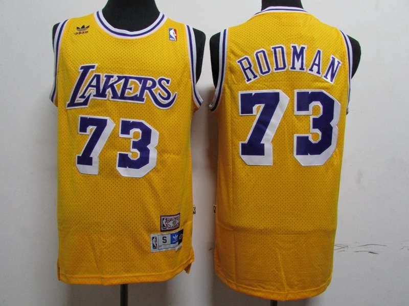 Los Angeles Lakers RODMAN #73 Yellow Classics Basketball Jersey (Stitched)