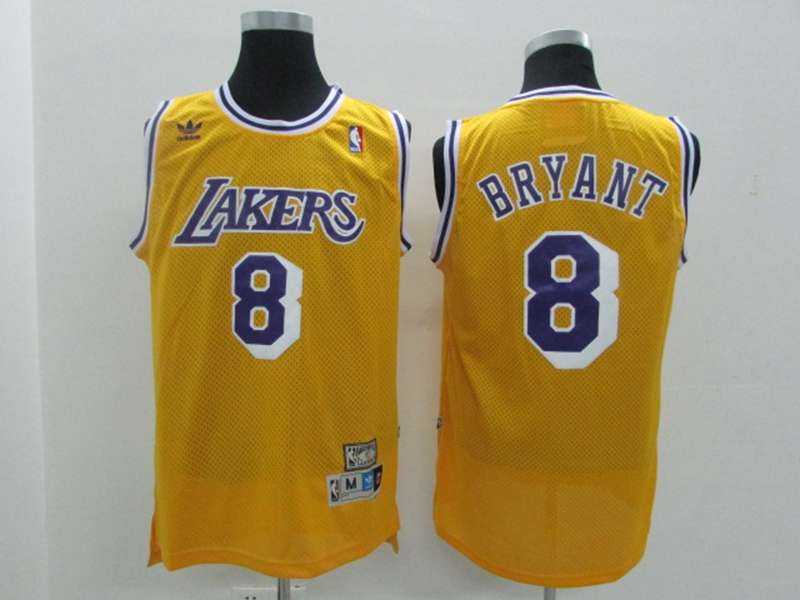 Los Angeles Lakers BRYANT #8 Yellow Classics Basketball Jersey (Stitched)