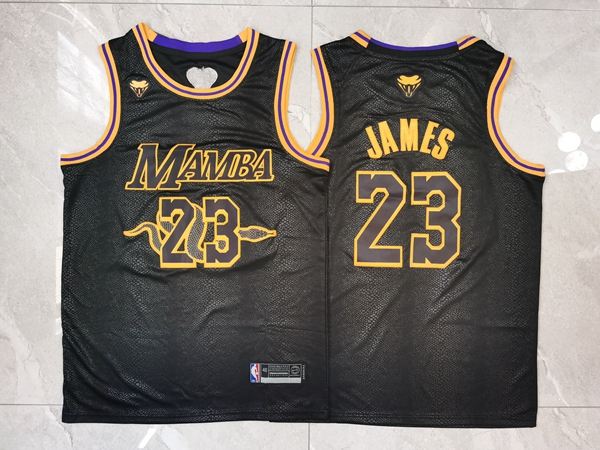 Los Angeles Lakers JAMES #23 Black Basketball Jersey (Stitched) 03