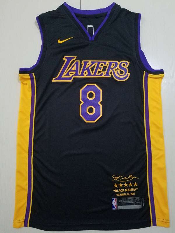 Los Angeles Lakers BRYANT #8 Black Basketball Jersey (Stitched)