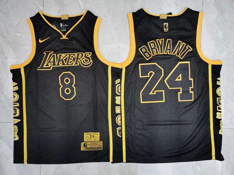 Los Angeles Lakers BRYANT #8 #24 Black Basketball Jersey (Stitched) 02