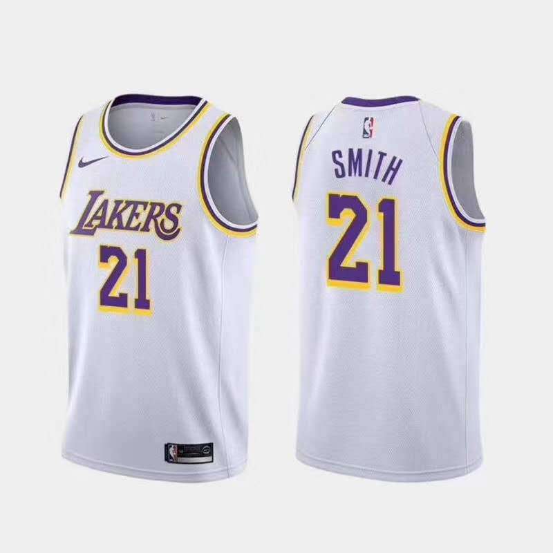 Los Angeles Lakers SMITH #21 White Basketball Jersey (Stitched)