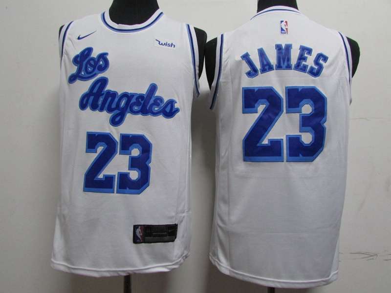 Los Angeles Lakers JAMES #23 White Basketball Jersey (Stitched) 03