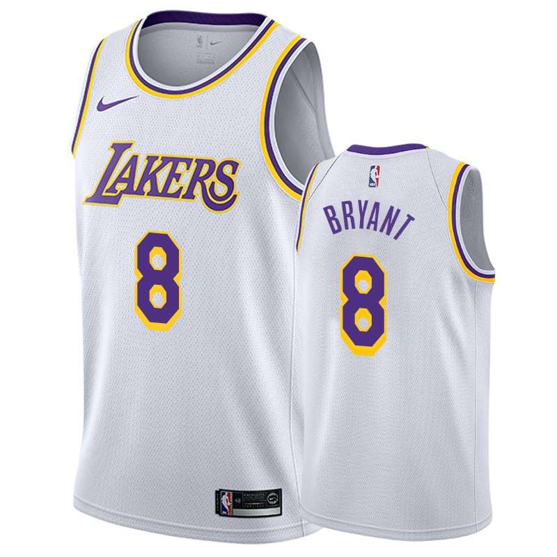 Los Angeles Lakers BRYANT #8 White Basketball Jersey (Stitched)