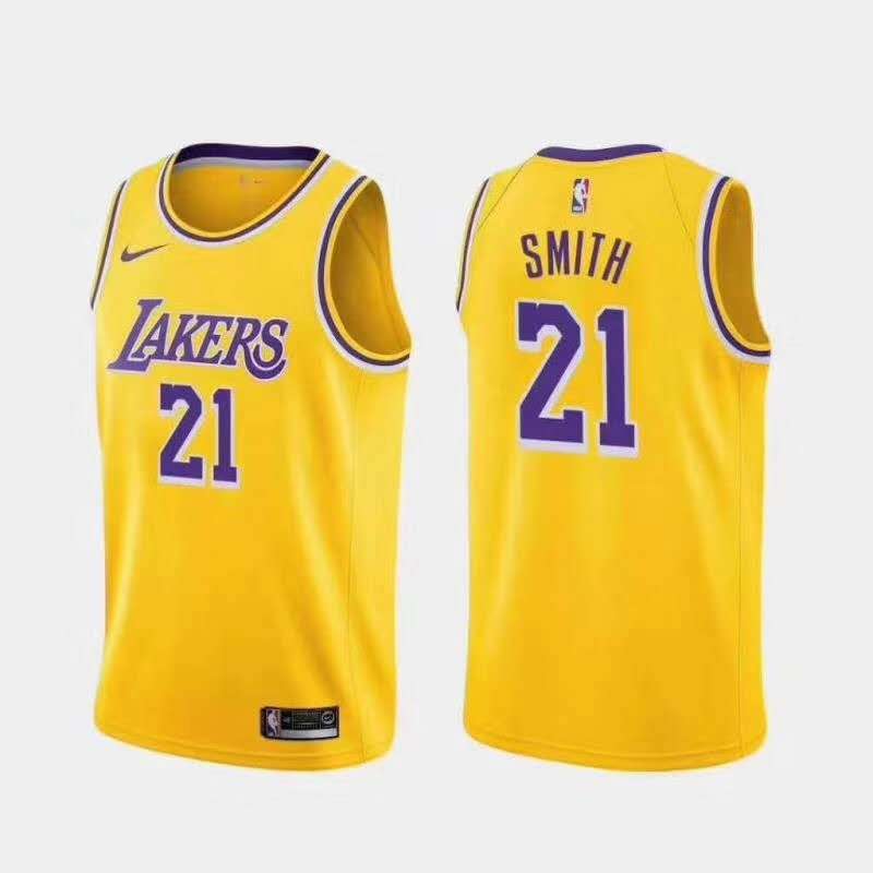 Los Angeles Lakers SMITH #21 Yellow Basketball Jersey (Stitched)