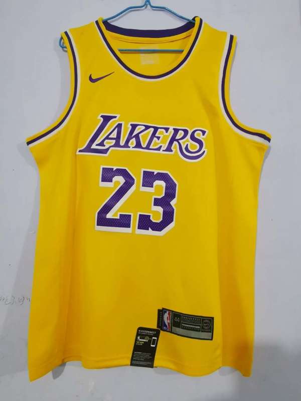 Los Angeles Lakers JAMES #23 Yellow Basketball Jersey (Stitched) 02