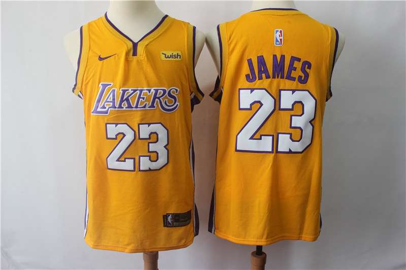 Los Angeles Lakers JAMES #23 Yellow Basketball Jersey (Stitched) 04
