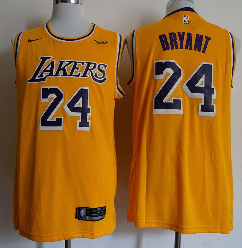Los Angeles Lakers BRYANT #24 Yellow Basketball Jersey (Stitched)