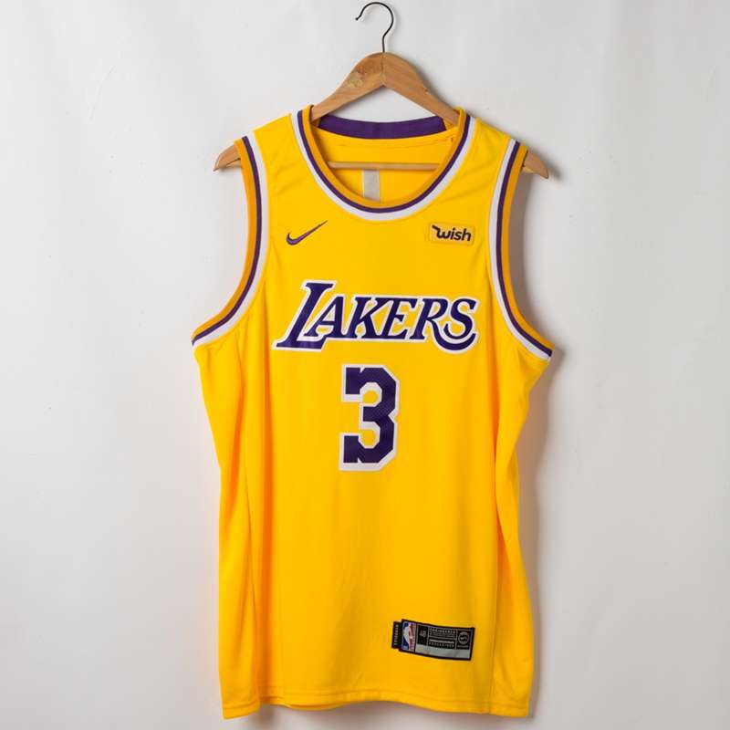 Los Angeles Lakers DAVIS #3 Yellow Basketball Jersey (Stitched)