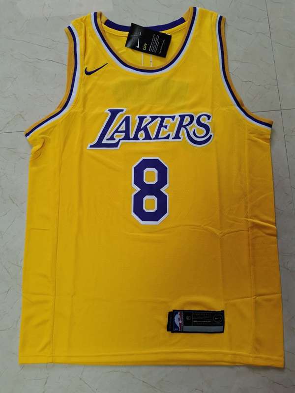 Los Angeles Lakers BRYANT #8 Yellow Basketball Jersey (Stitched)