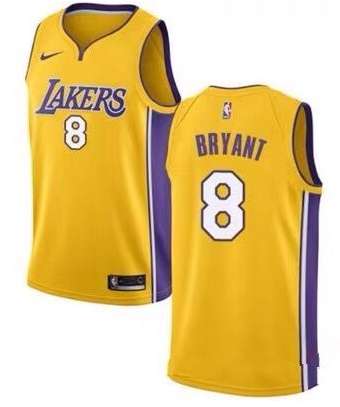 Los Angeles Lakers BRYANT #8 Yellow Basketball Jersey (Stitched) 02