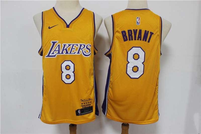 Los Angeles Lakers BRYANT #8 Yellow Basketball Jersey (Stitched) 04