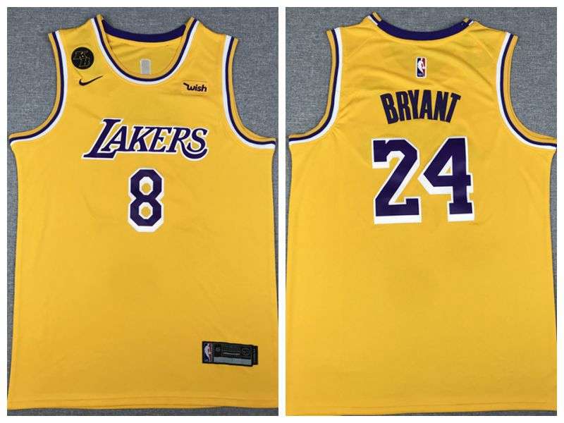 Los Angeles Lakers BRYANT #8 #24 Yellow Basketball Jersey (Stitched)