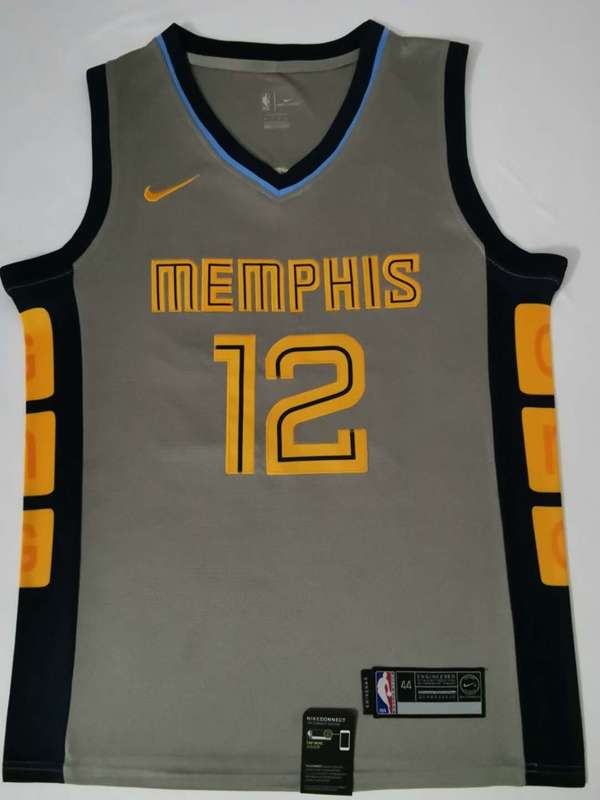 Memphis Grizzlies MORANT #12 Grey Basketball Jersey (Stitched)