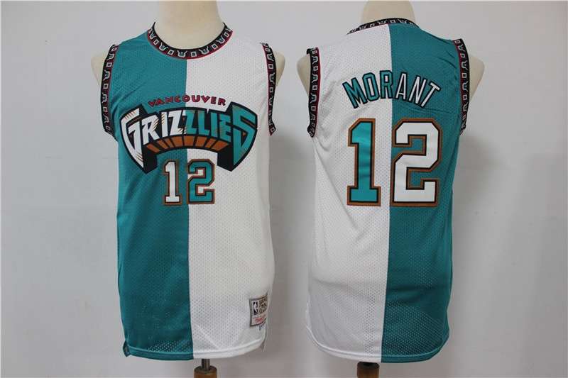 Memphis Grizzlies MORANT #12 Green White Basketball Jersey (Stitched)