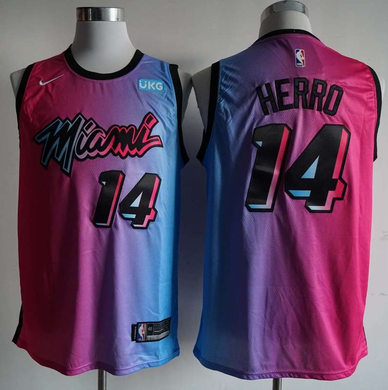 Miami Heat 20/21 HERRO #14 Pink Blue City Basketball Jersey (Stitched)