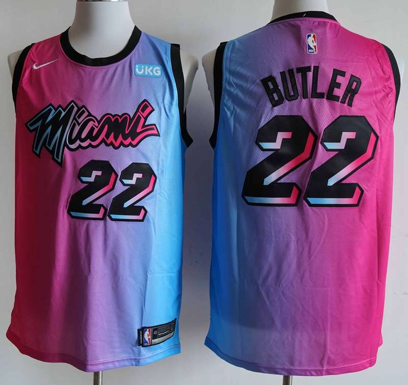 Miami Heat 20/21 BUTLER #22 Pink Blue City Basketball Jersey (Stitched)