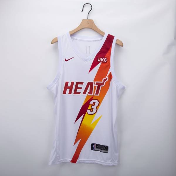 Miami Heat 20/21 WADE #3 White Basketball Jersey (Stitched) 02