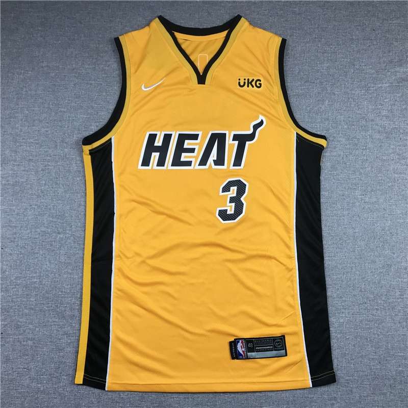 Miami Heat 20/21 WADE #3 Yellow Basketball Jersey (Stitched)
