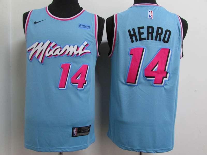 Miami Heat 2020 HERRO #14 Blue City Basketball Jersey (Stitched)