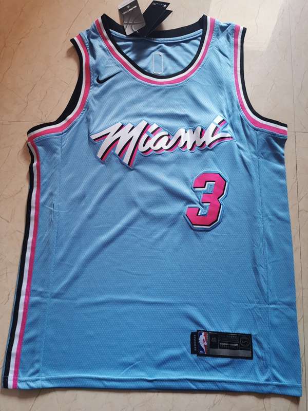 Miami Heat 2020 WADE #3 Blue City Basketball Jersey (Stitched)