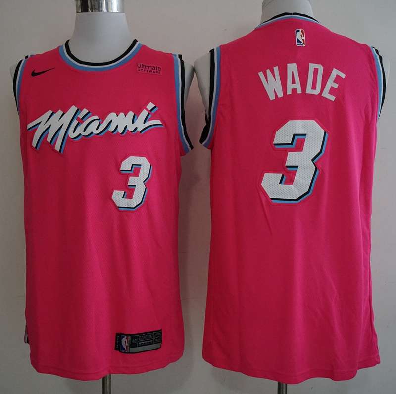 Miami Heat 2020 WADE #3 Pink City Basketball Jersey (Stitched)
