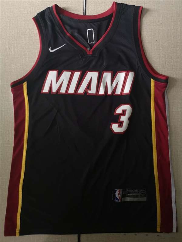 Miami Heat WADE #3 Black Basketball Jersey (Stitched)