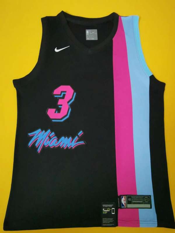 Miami Heat WADE #3 Black Basketball Jersey (Stitched) 02