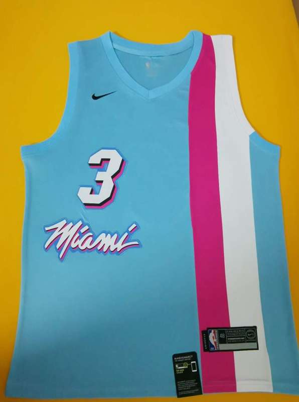 Miami Heat WADE #3 Blue Basketball Jersey (Stitched)