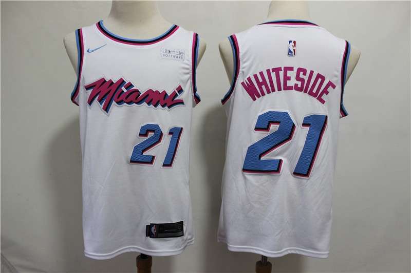 Miami Heat WHITESIDE #21 White City Basketball Jersey (Stitched)