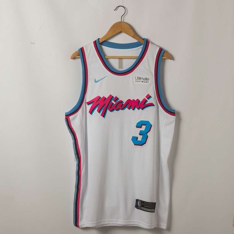 Miami Heat WADE #3 White City Basketball Jersey (Stitched)