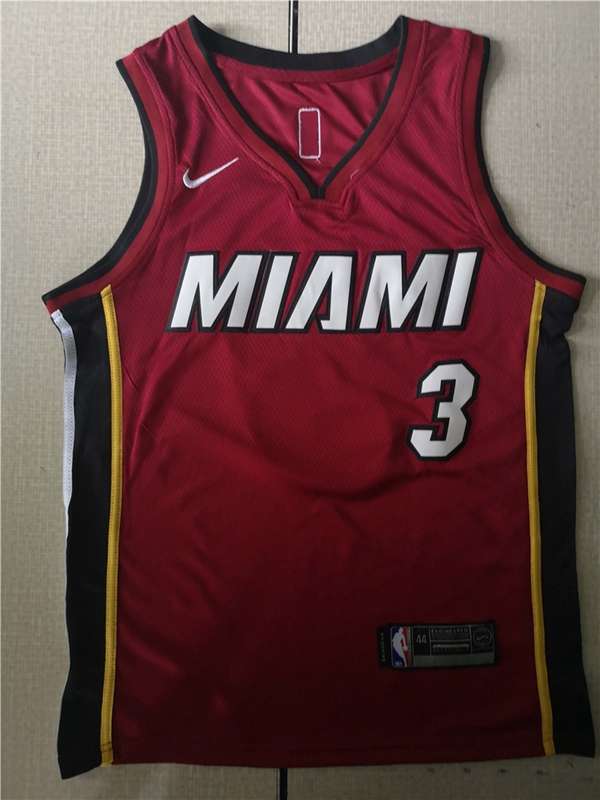Miami Heat WADE #3 Red Basketball Jersey (Stitched)
