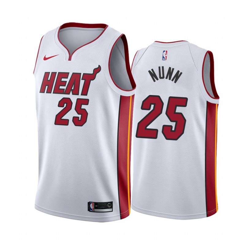 Miami Heat NUNN #25 White Basketball Jersey (Stitched)
