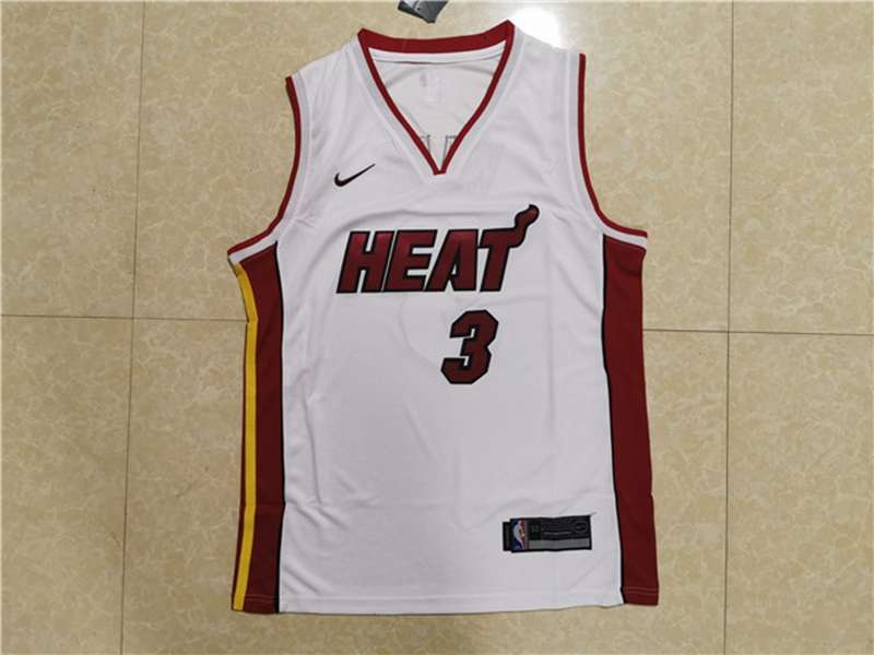 Miami Heat WADE #3 White Basketball Jersey (Stitched)
