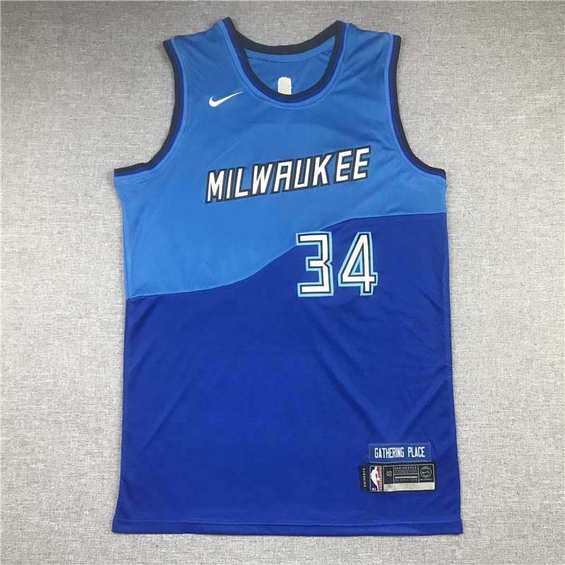 Milwaukee Bucks 20/21 ANTETOKOUNMPO #34 Blue City Basketball Jersey (Stitched)