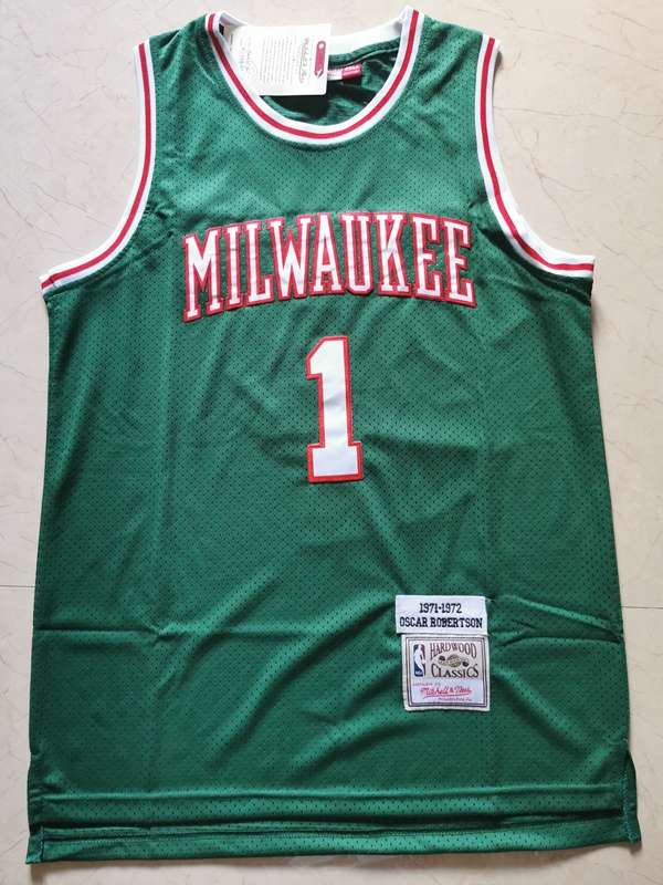 Milwaukee Bucks 71/72 ROBERTSON #1 Green Classics Basketball Jersey (Stitched)