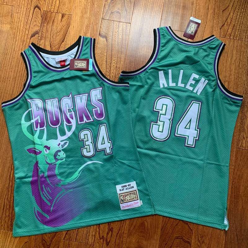Milwaukee Bucks 96/97 ALLEN #34 Green Classics Basketball Jersey (Closely Stitched)
