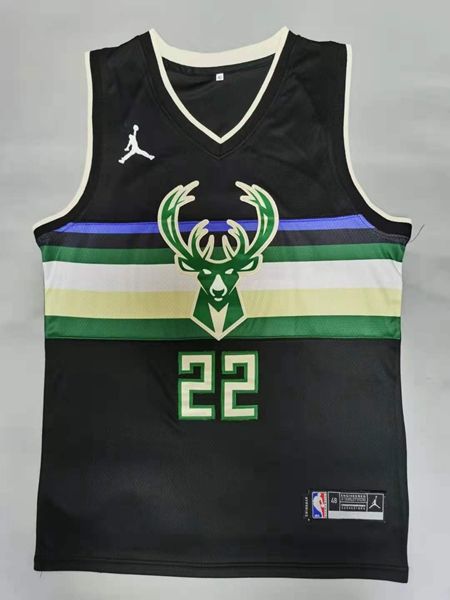 Milwaukee Bucks 20/21 MIDDLETON #22 Black AJ Basketball Jersey (Stitched)