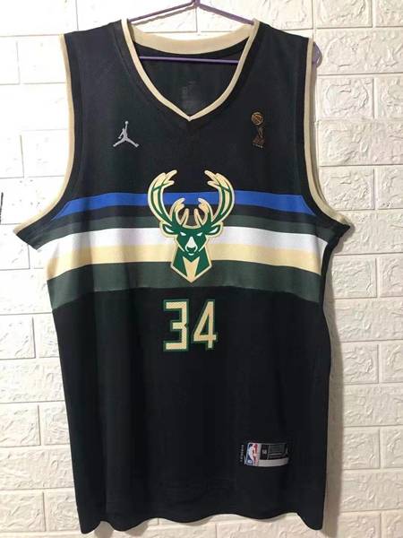 Milwaukee Bucks 20/21 ANTETOKOUNMPO #34 Black AJ City Basketball Jersey (Stitched)