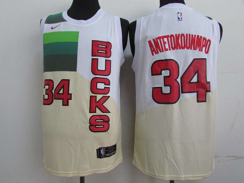 Milwaukee Bucks ANTETOKOUNMPO #34 White Basketball Jersey (Stitched)
