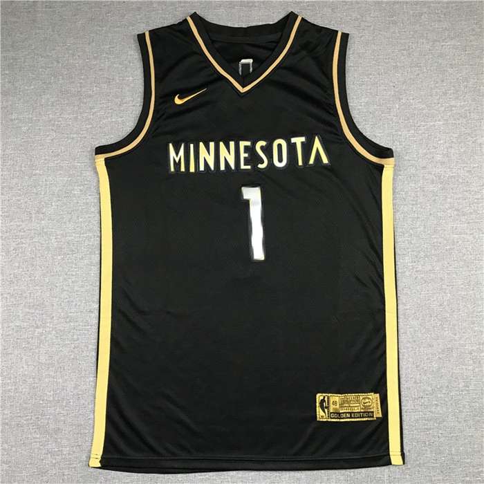Minnesota Timberwolves 20/21 EDWARDS #1 Black Gold Basketball Jersey (Stitched)