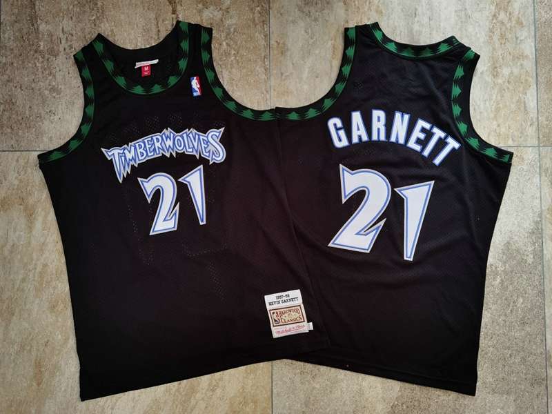 Minnesota Timberwolves 97/98 GARNETT #21 Black Classics Basketball Jersey (Closely Stitched)